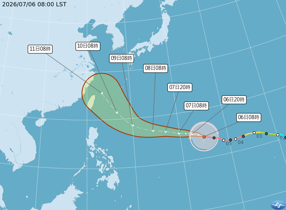 巴威颱風路徑潛勢預報。（圖／氣象署）